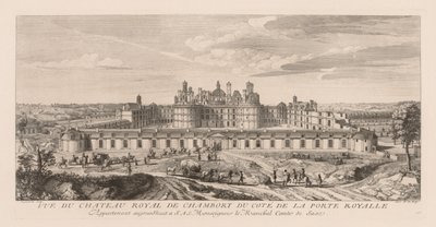 Udsigt over det kongelige slot i Chambord fra siden af ​​den kongelige port. af Jacques Rigaud