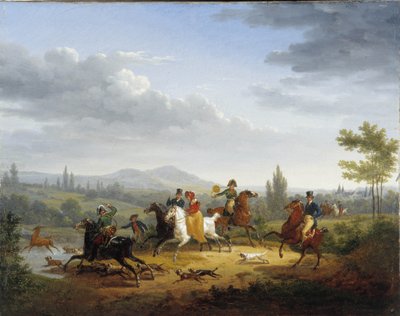 Hjortejagten (olie på lærred) af Jacques Swebach-Desfontaines