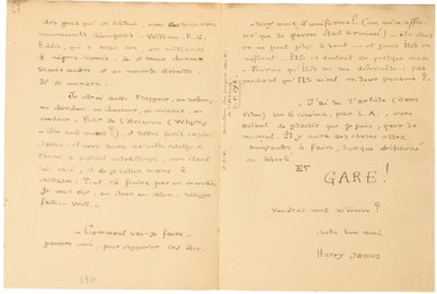 Autograf krigsbrev af Jacques Vache