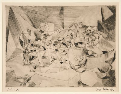 La table servie (Det dækkede bord) af Jacques Villon