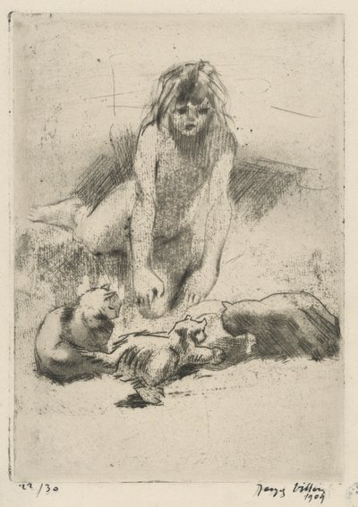 Minne et les chats buvant (Minne og de drikkende katte), fra suiten Le bain de Minne (Minne af Jacques Villon
