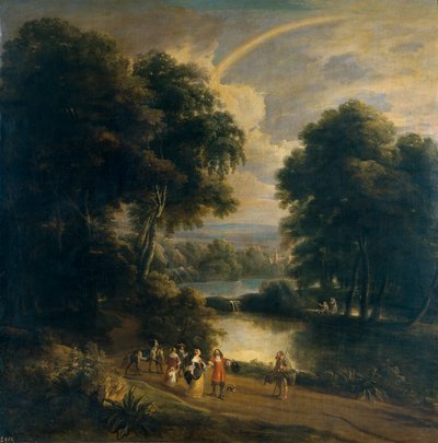 Landskab langs en flod (olie på lærred) af Jacques d