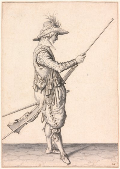 En soldat, der lader en musket, "Ramme in Your Pouder" af Jacques de Gheyn II