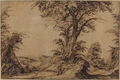 Landskab med sovende bønder af Jacques de Gheyn II