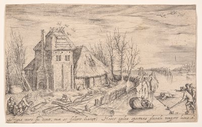 Vinterlandskab med skøjteløbere, fra Landskaber af Jacques de Gheyn II