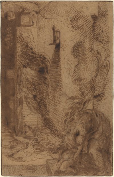 Trolddomsscene med en vampyr [recto] af Jacques de Gheyn II