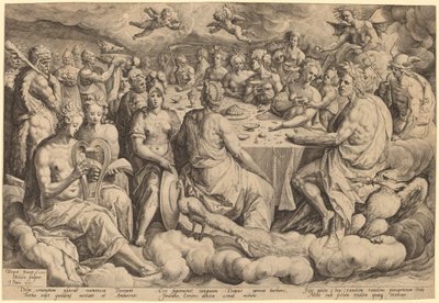 Gudernes banket ved Peleus og Thetis bryllup af Jacques de Gheyn II, after Crispen van den Broecke