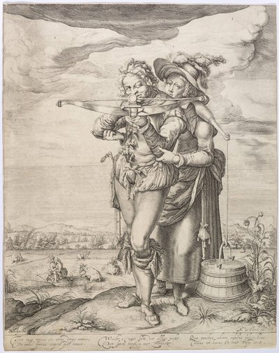 Armbrøstmanden og mælkepigen, ca. 1610. af Jacques de Gheyn the Younger