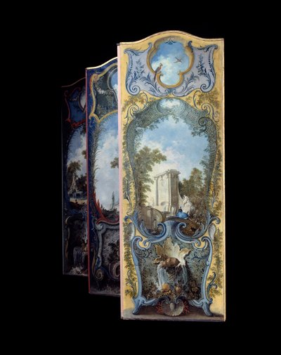 Møbler: maleskærm på marouflepapir af Jacques de Lajoue (1686-1761) 1700-tallet af Jacques de Lajoüe