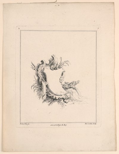 Escutcheon, fra "Recueil Nouveau de Differens Cartouche" af Jacques de Lajoüe