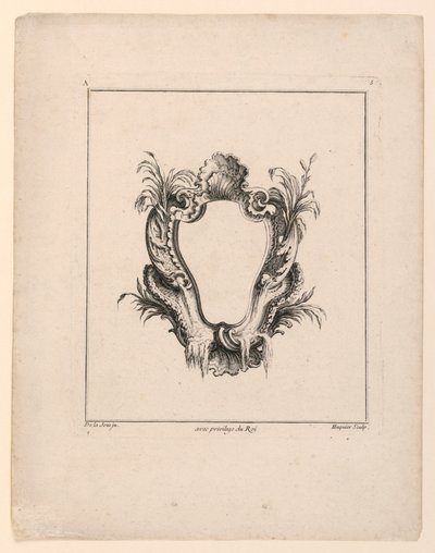 Escutcheon, fra "Recueil Nouveau de Differens Cartouche" af Jacques de Lajoüe