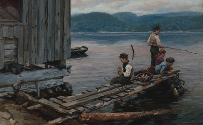 Fiskeri ved kajen af Jahn Ekenaes
