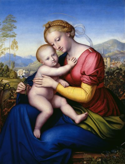 Madonna med barn og papegøje af Jakob Götzenberger