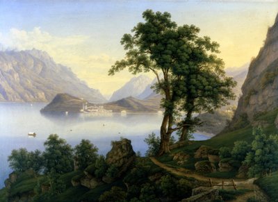 Udsigt over Bellagio ved Comosøen. 19. århundrede. Maleri af Jacob Suter. af Jakob Suter