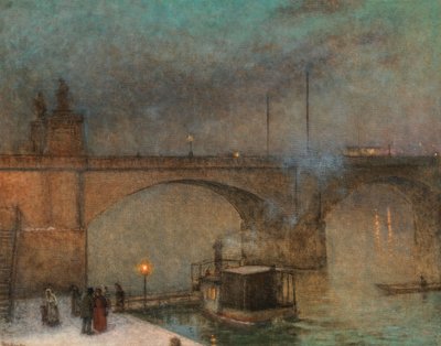 Prag, dampskib på Moldau før Palacky-broen, ca 1910-1915. af Jakub Schikaneder