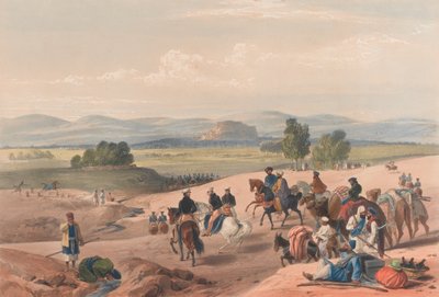 The Approach to the Fortress of Kwettah [sic], ca. 1839 (litografi, tonet) af James (after) Atkinson