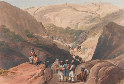 The First Descent through the Koojah [sic] Pass, ca. 1839 (litografi, tonet) af James (after) Atkinson