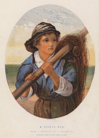 A Fisher Boy (farvelitografi) af James (after) Drummond