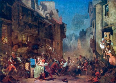 The Porteous Mob (farvelitografi) af James (after) Drummond