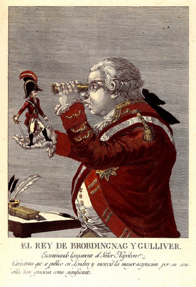 Kongen af Brobdingnac og Gulliver af James (after) Gillray