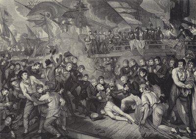 Admiral Lord Nelsons død i slaget ved Trafalgar af James (after) Heath