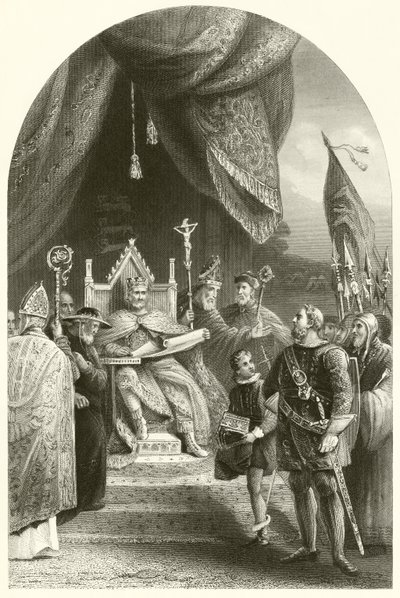 King John forsegling Magna Charta (gravering) af James (after) Lonsdale