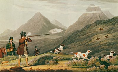 Rypejagt (farveindgravering) af James (after) Pollard