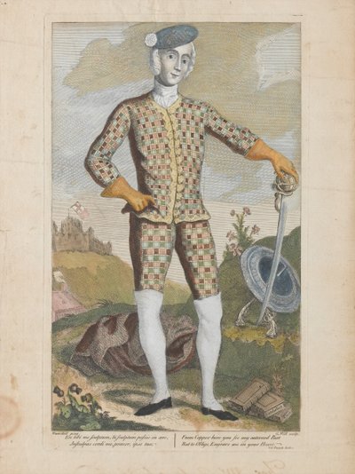 Prins Charles Edward Stuart (farvet gravering) af James (c.1692 1767) (after) Wasdail
