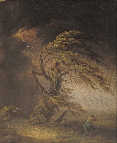 Et træ ramt af lynet (olie på lærred lagt om bord) af James (circle of) Ward