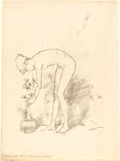 En nøgen model, der arrangerer blomster, ca. 1892. af James Abbott McNeill Whistler