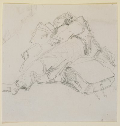 En mand sovende på en bunke bagage, 1858. af James Abbott McNeill Whistler