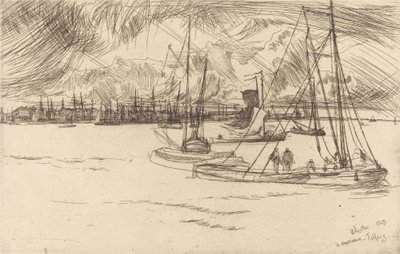 Amsterdam fra Tolhuis, 1863. af James Abbott McNeill Whistler