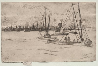 Amsterdam fra Tolhuis, 1863. af James Abbott McNeill Whistler