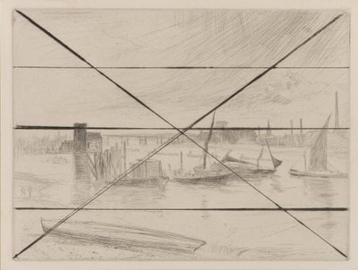 Battersea Dawn Cadogan Pier, 1861. af James Abbott McNeill Whistler