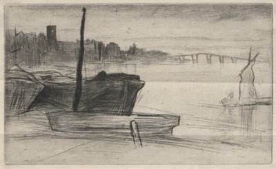 Chelsea Bridge and Church, 1871. af James Abbott McNeill Whistler