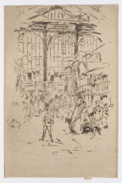 Clothes-Exchange, Houndsditch, No.2, ca. 1886-88 (ætsning; blæk på papir) af James Abbott McNeill Whistler