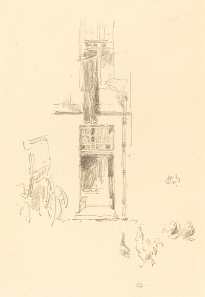 Haner og høns, Hôtel Colbert, 1891. af James Abbott McNeill Whistler