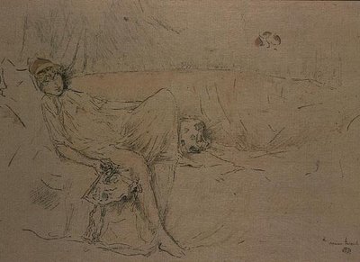 Draperet figur tilbagelænet (litho) af James Abbott McNeill Whistler