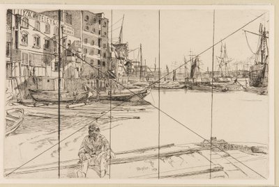 Eagle Wharf Tyzac Whiteley og Co., 1859. af James Abbott McNeill Whistler