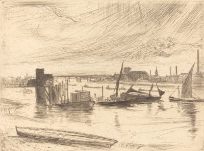 Tidlig morgen, Battersea, 1861. af James Abbott McNeill Whistler