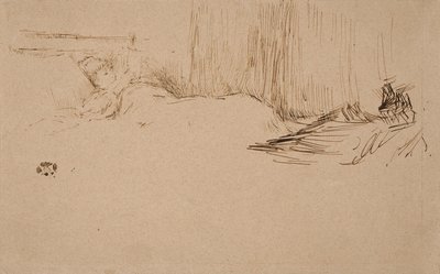Pige læser i sengen, ca. 1882 af James Abbott McNeill Whistler