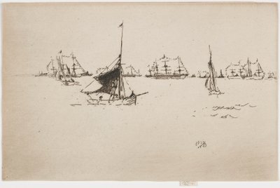 Hendes Majestæts flåde: Aften, 1887. af James Abbott McNeill Whistler