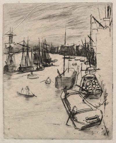 Lille Wapping, 1861. af James Abbott McNeill Whistler