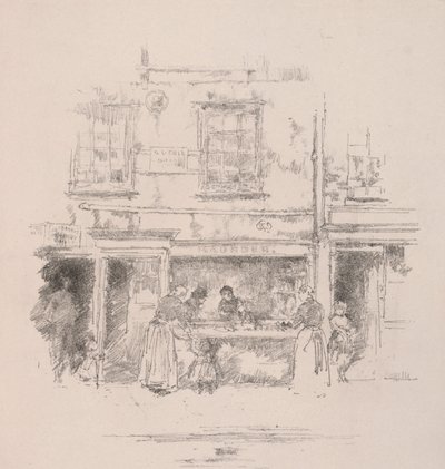 Maunders Fish Shop, Chelsea, 1890. af James Abbott McNeill Whistler
