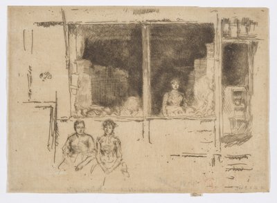 Melon Shop, Hounsditch, ca. 1886-88 (radering; blæk på papir) af James Abbott McNeill Whistler