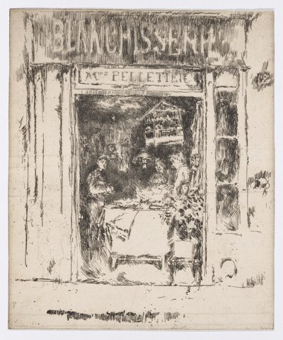 Mme Pelletier, Blanchisserie, Paris, ca. 1892-93 (radering; blæk på papir) af James Abbott McNeill Whistler