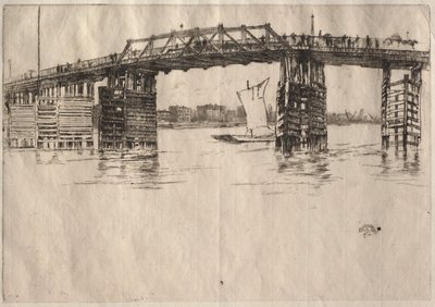 Den gamle Battersea Bridge. af James Abbott McNeill Whistler