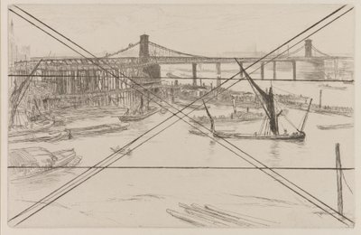 Old Hungerford Bridge, 1861. af James Abbott McNeill Whistler
