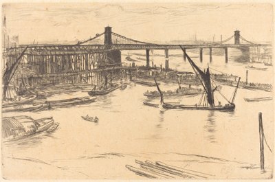 Old Hungerford Bridge, 1861. af James Abbott McNeill Whistler