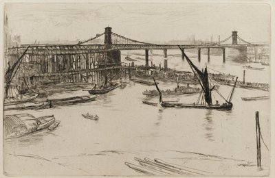 Old Hungerford Bridge, 1861. af James Abbott McNeill Whistler